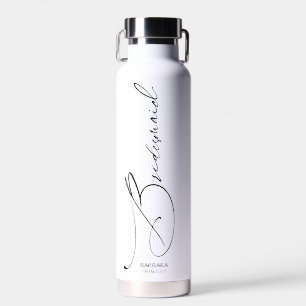 Bridesmaid   Black Modern Script Custom Water Bottle