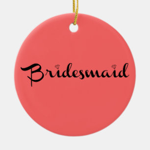 Bridesmaid Black on Salmon Ceramic Tree Decoration