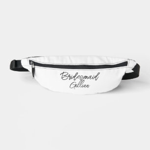 Bridesmaid Black Text on White Fanny Pack