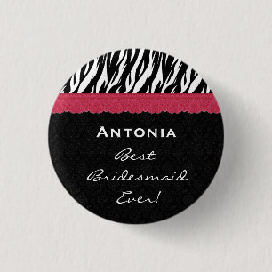 Bridesmaid Black White Red Zebra V7 3 Cm Round Badge