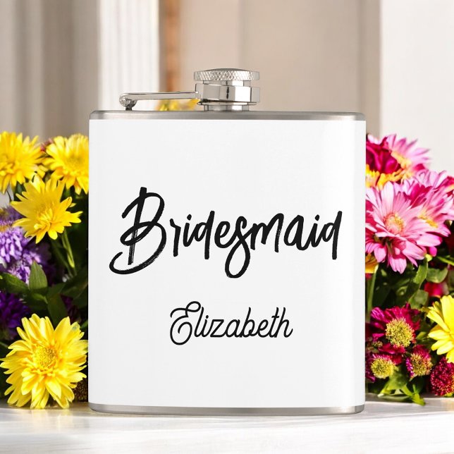 Bridesmaid Black White Wedding  Hip Flask (Creator Uploaded)