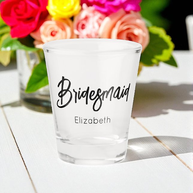 Bridesmaid Black White Wedding  Shot Glass (Creator Uploaded)
