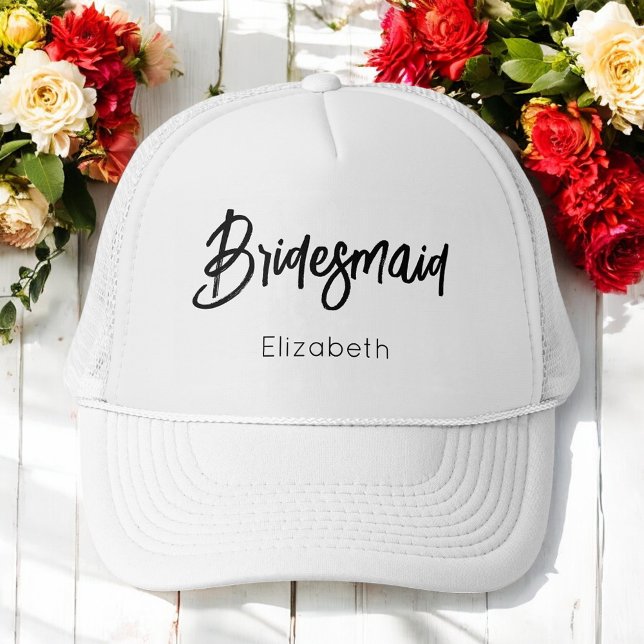 Bridesmaid Black White Wedding  Trucker Hat (Creator Uploaded)