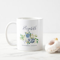 Bridesmaid Blue Ivory Floral Personalised Wedding