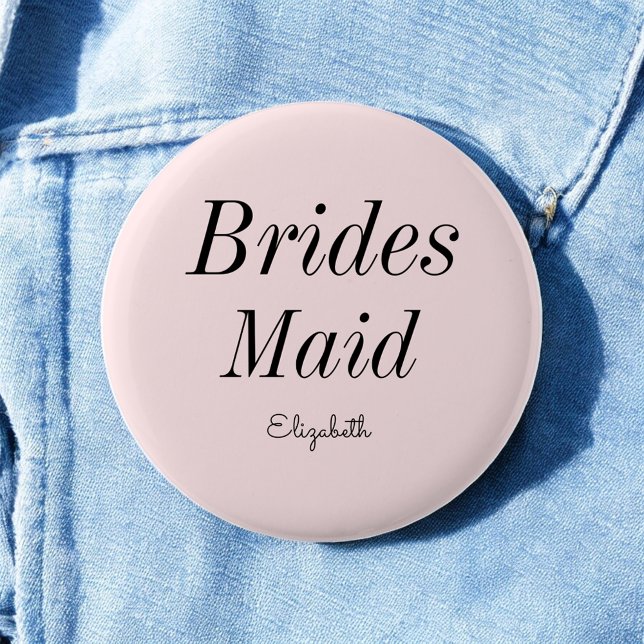 Bridesmaid Blush Pink Black Wedding 6 Cm Round Badge (Creator Uploaded)