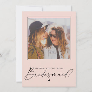 Bridesmaid Blush-Pink Proposal Photo Card