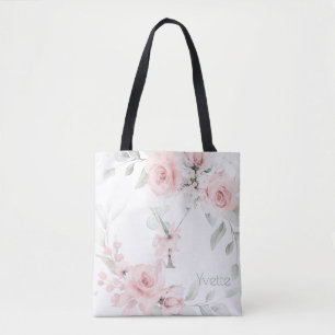 Bridesmaid Blush Pink Rose Monogram Letter Y Tote Bag