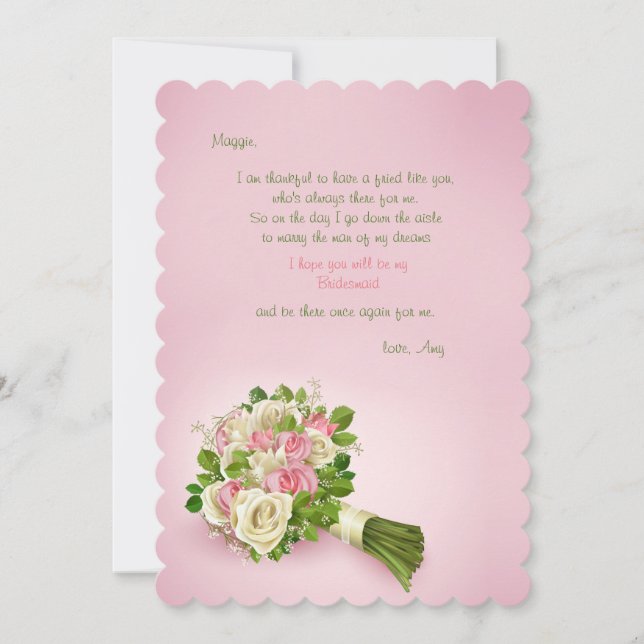 Bridesmaid Bouquet - Will You Be My Bridesmaid Invitation (Front)