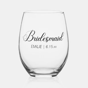 Bridesmaid Bridal Party Bachelorette Weekend Stemless Wine Glass