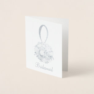 Bridesmaid Bridal Party Floral Wedding Bouquet Foil Card