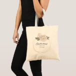 Bridesmaid Bridal Party Vintage Rose Gold Wedding Tote Bag<br><div class="desc">Surprise your bridal party with this beautiful tote bag featuring "Bridesmaid (or other bridal party title) in a script font and your wedding date framed by a white vintage rose and geometric faux gold frame.  Perfect for carrying shoes,  wedding clothes and more - practical yet beautiful.</div>