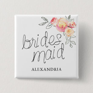 Bridesmaid Bridal Shower 15 Cm Square Badge