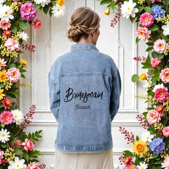 Bridesmaid Bridal Shower Wedding Denim Jacket (Creator Uploaded)