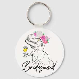 Bridesmaid Bride Flower Floral Dinosaur Bacheloret Key Ring