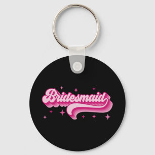 Bridesmaid Bride Retro Wedding Bridal Party Bachel Key Ring