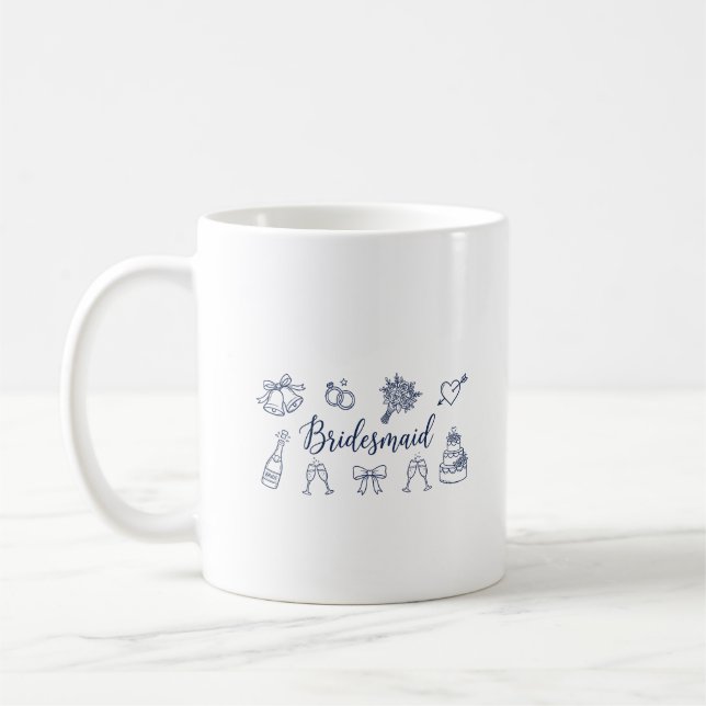 Bridesmaid Bride Squad Bow Bridal Party Wedding Coffee Mug (Left)