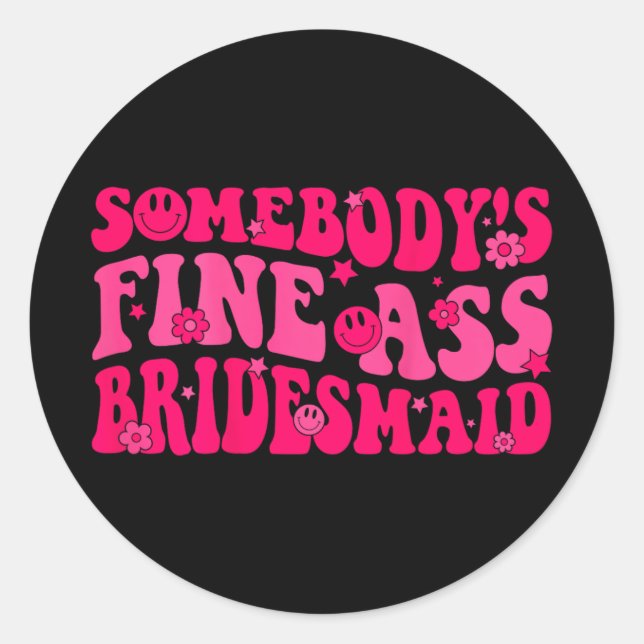 Bridesmaid Bride Squad Bridal Shower Groovy Bachel Classic Round Sticker (Front)