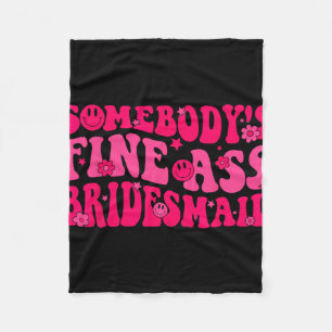 Bridesmaid Bride Squad Bridal Shower Groovy Bachel Fleece Blanket