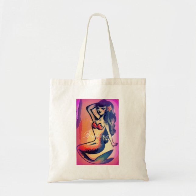 Bridesmaid brunette mermaid tote bag (Front)