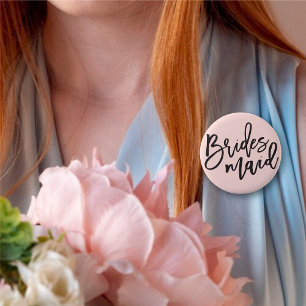 Bridesmaid Brush Script Chic Wedding Bridal Party 6 Cm Round Badge