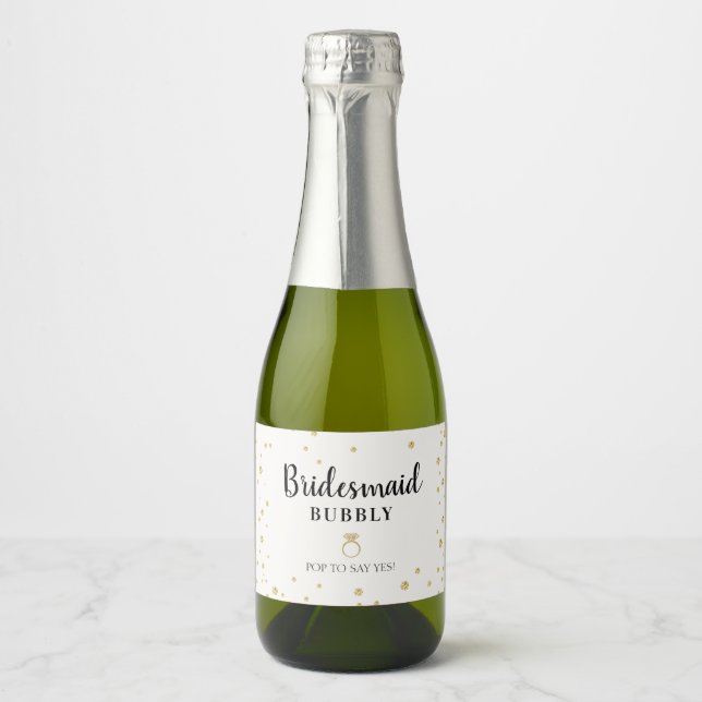 Bridesmaid Bubbly Bridal Party Proposal Sparkling Wine Label (Front)