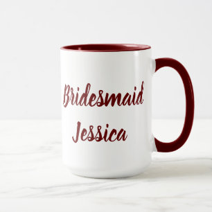 Bridesmaid Burgundy Elegant Script Gifts Weddings Mug