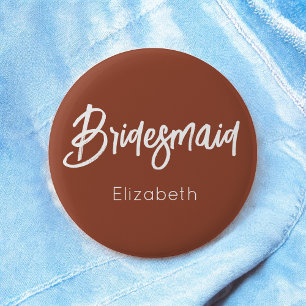 Bridesmaid Burnt Orange Terracotta Wedding 6 Cm Round Badge