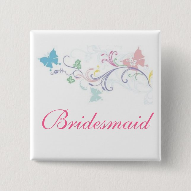 Bridesmaid Butterfly Button (Front)