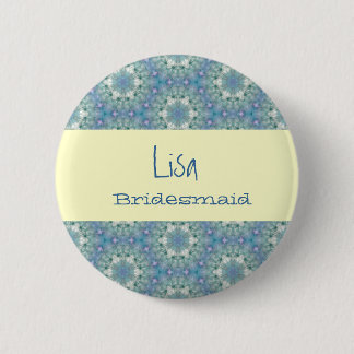 Bridesmaid Button Sweet Blue Stars Pattern