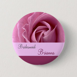 BRIDESMAID Button with PINK Rose