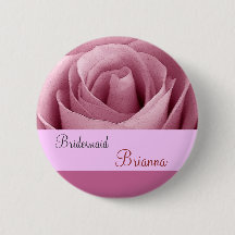 BRIDESMAID Button with PINK Rose