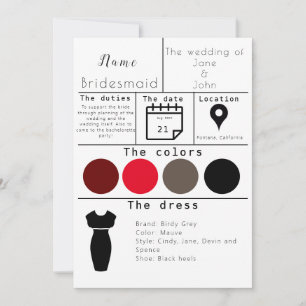 Bridesmaid card