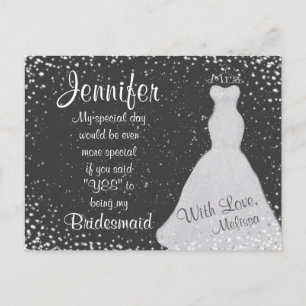 Bridesmaid Chalkboard Confetti Invitation Postcard