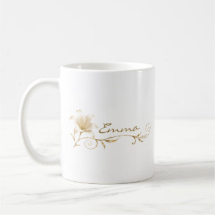 Bridesmaid Champagne Gold Lily Name Mug