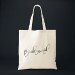 Bridesmaid Chic Script Personalised Tote Bag<br><div class="desc">Modern bridesmaid tote bag. Sweet script with personalised name on both front and back. The perfect bridesmaid gift. Designed by Kimberly Brett.</div>