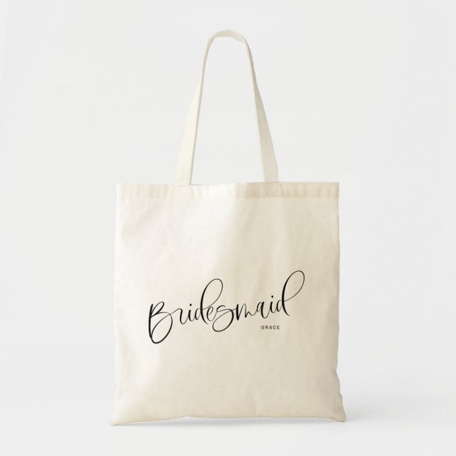 Bridesmaid Chic Script Personalised Tote Bag (Front)