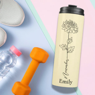 Bridesmaid  Chrysanthemum November Birth Flower  Thermal Tumbler