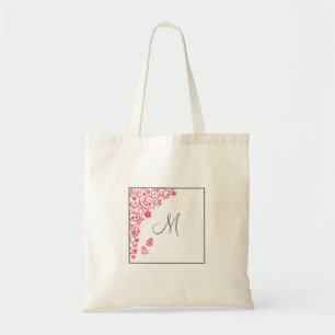 Bridesmaid Coral Butterfly Garden Script Monogram Tote Bag