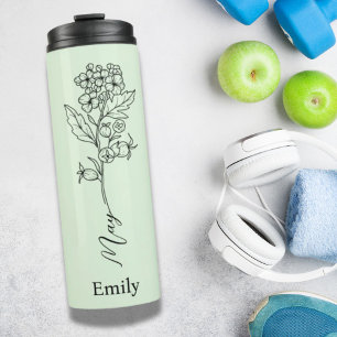 Bridesmaid Custom Name May Birth Flower Hawthorn Thermal Tumbler
