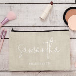 Bridesmaid Custom Name Script Neutral Chic<br><div class="desc">Bridesmaid Custom Name Script Neutral Chic Accessory Pouch for a bridesmaid proposal</div>