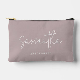 Bridesmaid Custom Name Script Pastel Lilac Purple Accessory Pouch