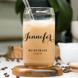 Bridesmaid Custom Personalised Name Wedding Party<br><div class="desc">Bridesmaid Custom Personalised Name Wedding Party Can Glass features your bridesmaid's name in elegant calligraphy script with the text "Bridesmaid" and your wedding date below. Custom made for your bridesmaids. Makes a fabulous bridesmaid gift or wedding favour. Designed by ©2025 Evco Studio www.zazzle.com/store/evcostudio</div>