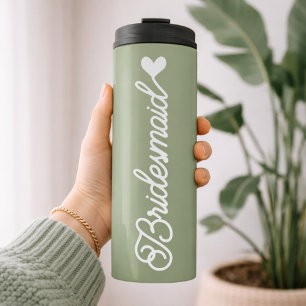 Bridesmaid   Custom Sage Bachelorette Party Favour Thermal Tumbler