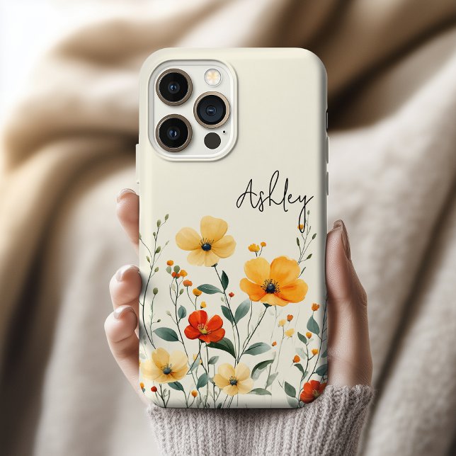 Bridesmaid | Custom Wildflowers Wedding Mother Mum Case-Mate iPhone Case (Birthday Gift Custom Phone Case, Graduation Gift Custom Name Case, Wedding Gift Floral Phone Case)