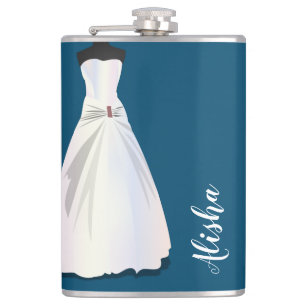 Bridesmaid Dress with Personalise Wedding Hip Flask