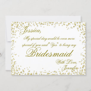 Bridesmaid   Elegant Gold Confetti Invitation