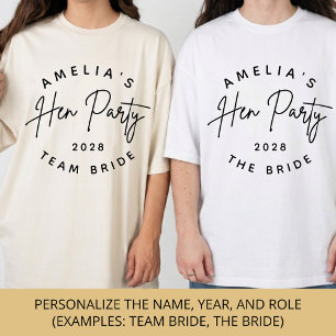 Bridesmaid Elegant Script Hen Party Bride Custom T-Shirt