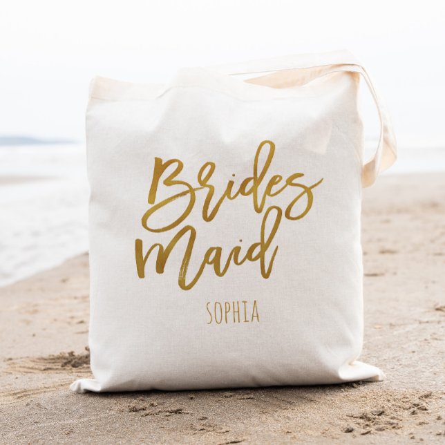 Bridesmaid faux gold foil personalised tote bag (Creator Uploaded)