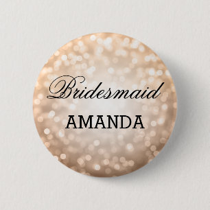 Bridesmaid Favour Copper Glitter Lights 6 Cm Round Badge