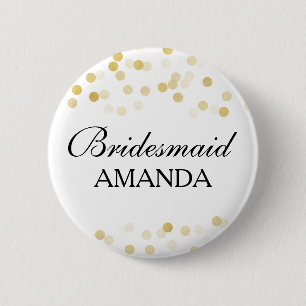 Bridesmaid Favour Faux Gold Foil Glitter Lights 6 Cm Round Badge